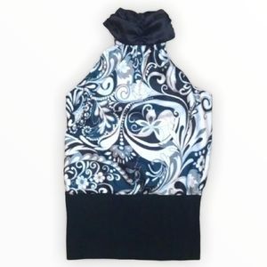 Floral Paisley High Neck Silky Top 🪻